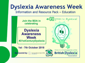 Dyslexic Awareness Week, 2018, Monsarratt Teaching Services, Great Ayton, North Yorkshire